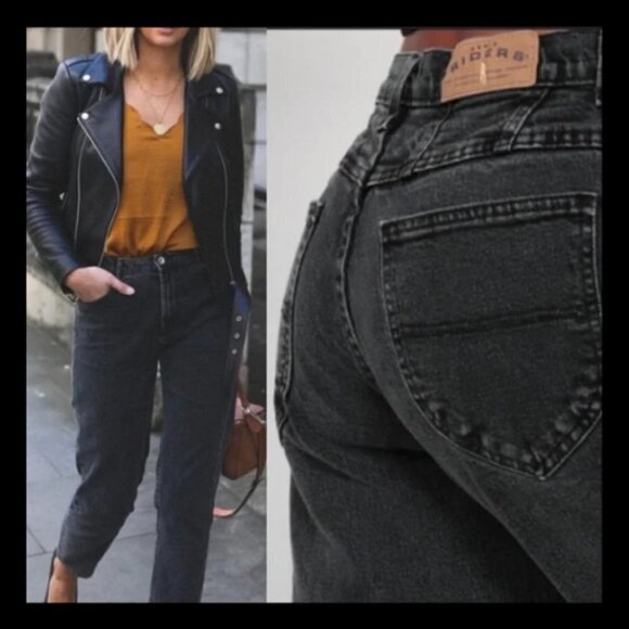 Vintage Riders by Lee High Rise Mom Jeans Size 12 Petite Black - Picture 1 of 7